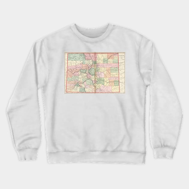 Colorado Map of Cities (1901) Crewneck Sweatshirt by Bravuramedia